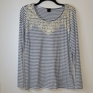 Ann Taylor Factory LS Striped Tee/ Top, L, EUC, Like New